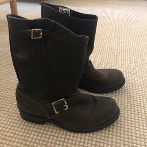 Dark Brown Buckle Frye Boots - Size 9.5/10